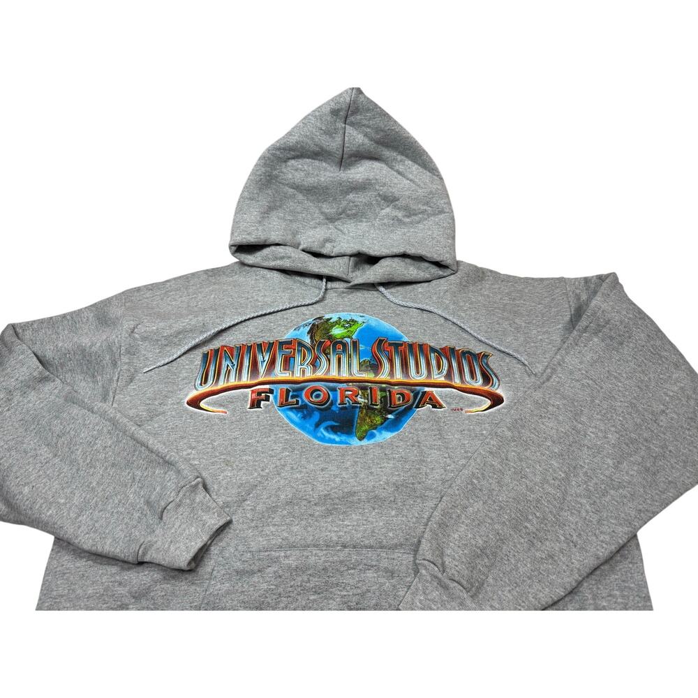 Vintage Y2K 00s Universal Studios Florida Shiny Logo Gray Hoodie Size XL